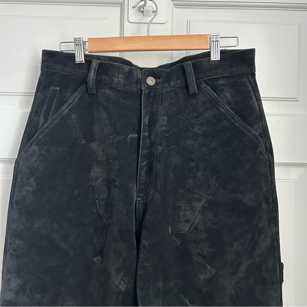 Vintage Koman Pants Men's 34 Wide Leg Carpenter Faux Suede Velour Cybergoth Y2K